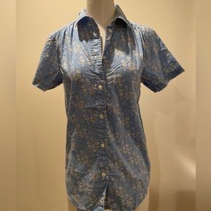 Jcrew button down short sleeve printed top